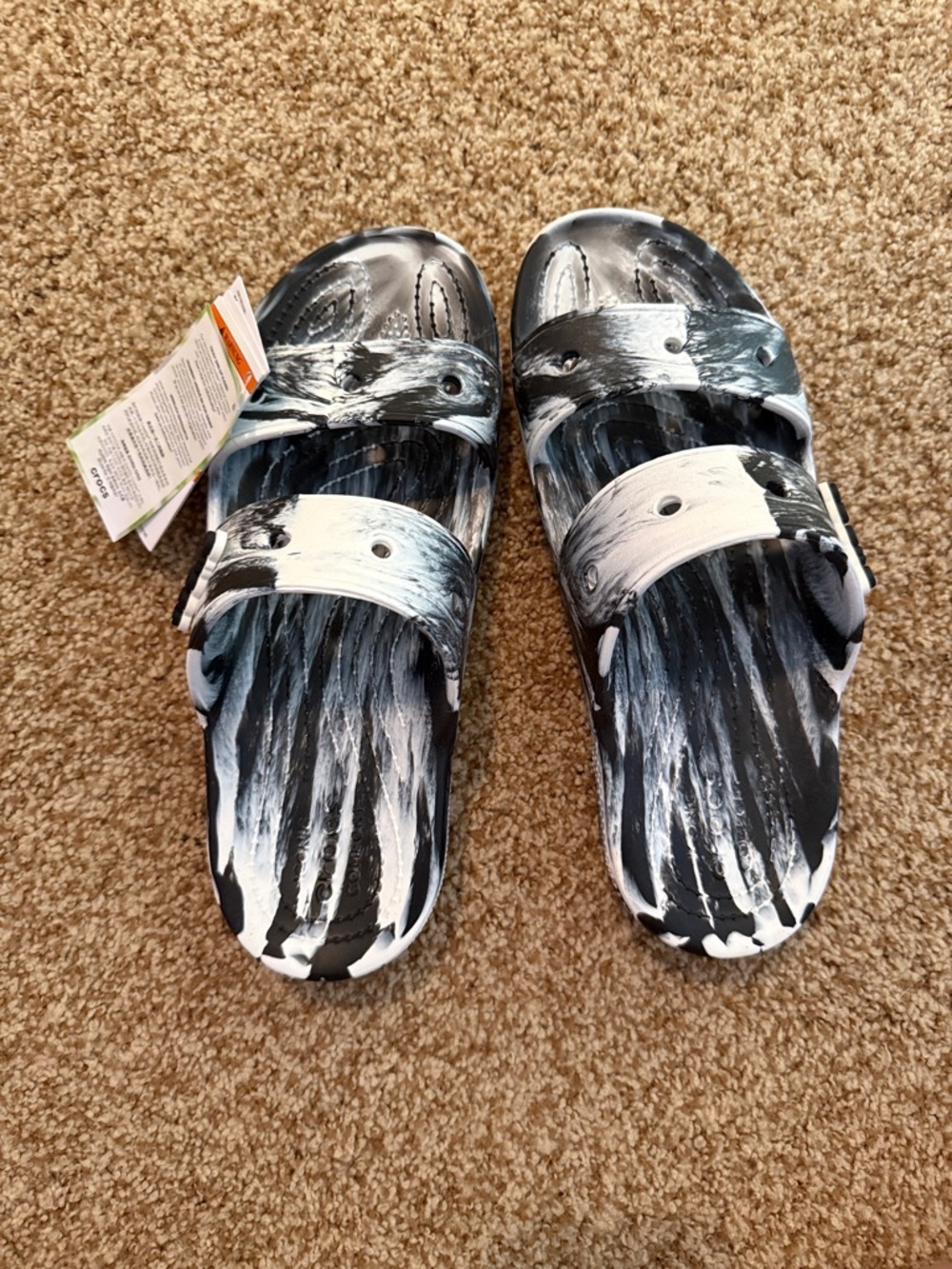 Black & White Brushstroke crocs Slide Sandals